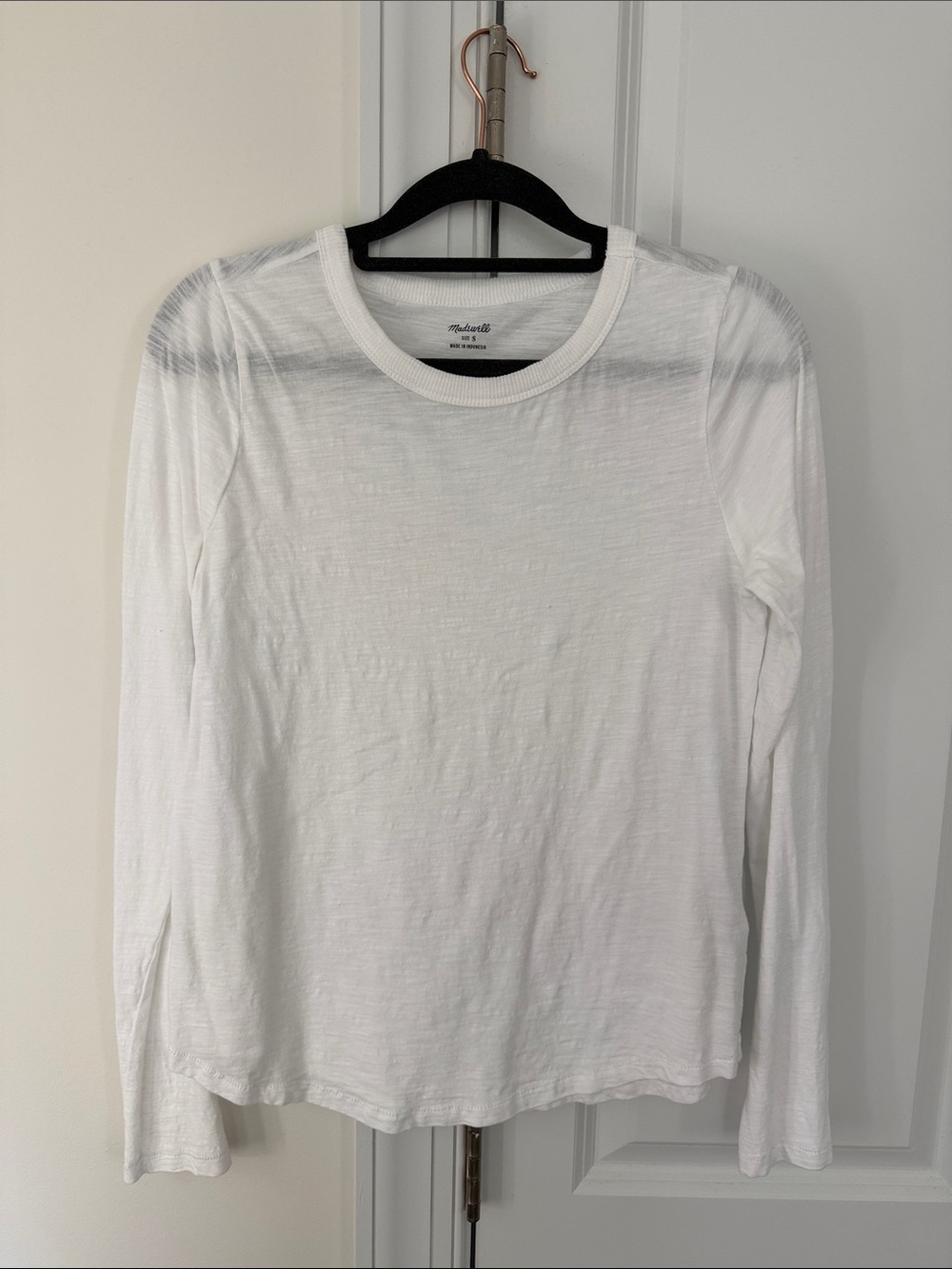 Madewell White Ribbed Crewneck Tee